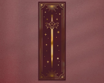 ACOTAR Bookmark, A Court Of Thorns and Roses Bookmark, Gold Foiled Sword Bookmark, SJM Bookmark, Fantasy Bookmark Gift, Gold Foiled Bookmark