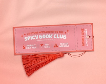 Spicy Book Club Bookmark Ticket, Smut Bookmark, Spicy Bookmark, Admin One Smut Reader Bookmark, Smut Book Lover Gift, Spicy Booktok Bookmark