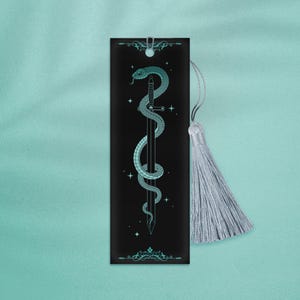 Skyshade Bookmark, Fantasy Bookmark, Alex Aster Bookmark, Lightlark Bookmark, Skyshade Silver Green Bookmark, Fantasy Sword & Snake Bookmark