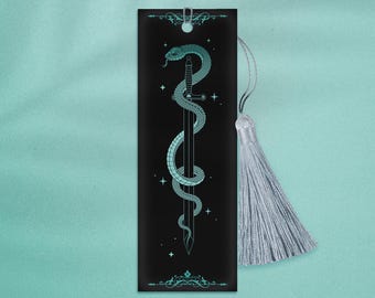 Skyshade Bookmark, Fantasy Bookmark, Alex Aster Bookmark, Lightlark Bookmark, Skyshade Silver Green Bookmark, Fantasy Sword & Snake Bookmark