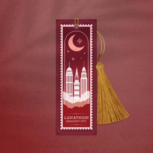 Lunathion stempel bladwijzer, Crescent City stempel, Crescent City bladwijzer, Romantasy bladwijzer, Bryce Quinlan bladwijzer, House of Flame & Shadow