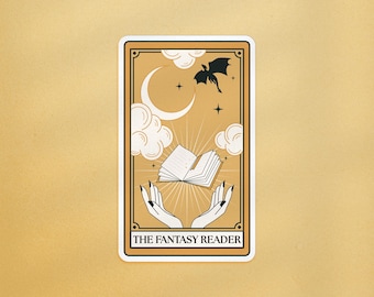 Fantasy Reader Tarot Card Sticker, Fourth Wing Sticker, Fantasy Dragon Sticker, Kindle Fantasy Sticker, Gold Tarot Card, Onyx Storm Sticker