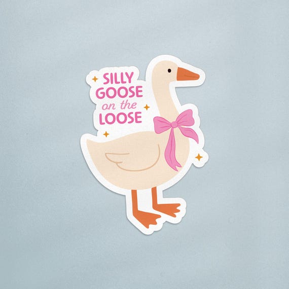Silly Goose on the Loose, Spring Book Sticker, Cute Goose Sticker, Bookish Spring Themed Sticker for Kindle, Junk Journal Sticker