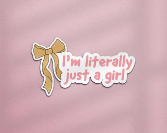 Pegatina para Kindle "Soy literalmente una chica", pegatina relacionada con libros, pegatina femenina, pegatina de libro bonita, regalo para amantes de los libros, pegatina con lazo amarillo para Kindle