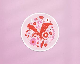 Abraxos in Flower Field, Throne of Glass Kindle Sticker, TOG Sticker, Wyvern Sticker, Fantasy Book Lover Gift, Fantasy Sticker for Kindle