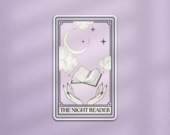 Night Reader Tarot Card Kindle Sticker, Book Related Sticker, Reading Sticker, Tarot Card Book Sticker, Book Gift, Bookish Kindle Sticker