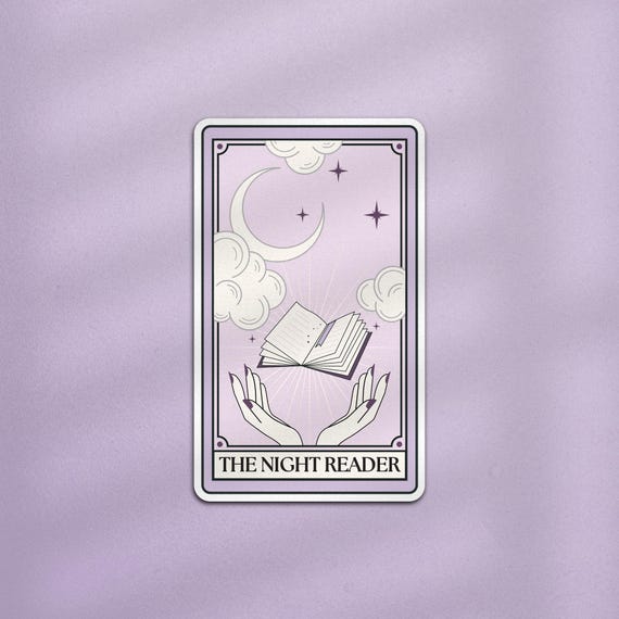 Night Reader Tarot Card Kindle Sticker, Book Related Sticker, Reading Sticker, Tarot Card Book Sticker, Book Gift, Bookish Kindle Sticker