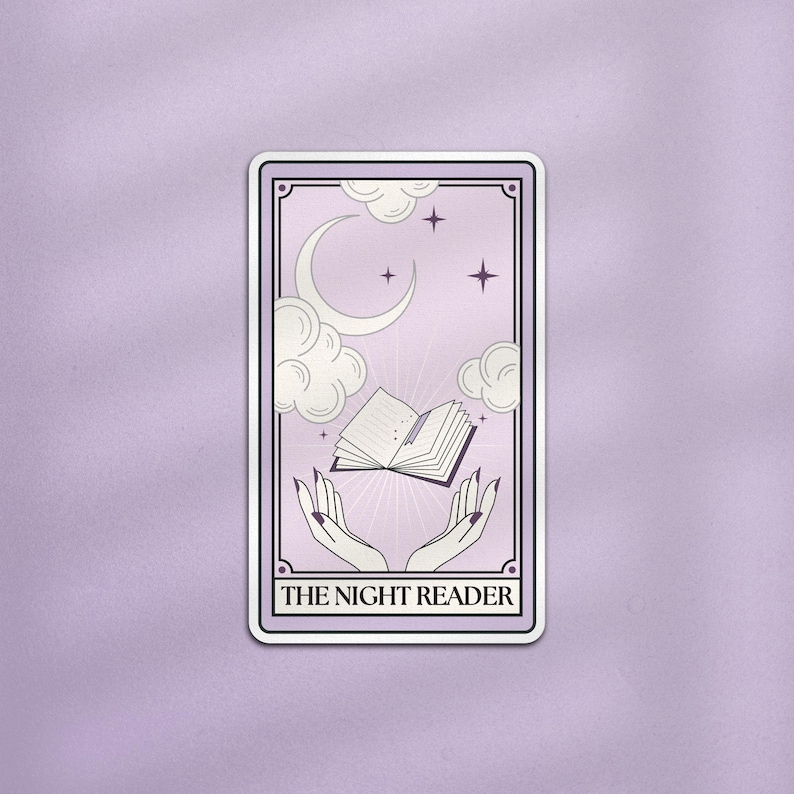Night Reader Tarot Card Kindle Sticker, Book Related Sticker, Reading Sticker, Tarot Card Book Sticker, Book Gift, Bookish Kindle Sticker image 1