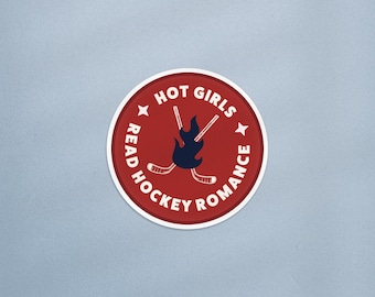 Sticker Hot Girls Read Hockey Romance, sticker verwarmde rivaliteit, citaat verwarmde rivaliteit, sticker ijshockey, romantische boeken ijshockey
