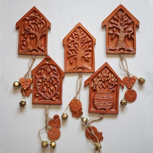 Red ceramic clay wall ornament.Ceramic Wall Design Handmade Gifts.Minimalist wall art hanging.Special unique gifts.