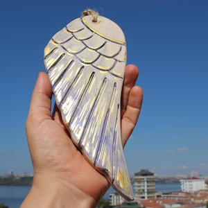 Ceramic Decorative Wing.Hand painted ceramic wing.Wing wall decoration.Ceramic wall decor.Minimal ceramic wing.Special and unique gift idea.