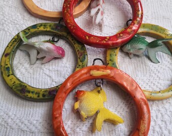 Handmade Ceramic Fish Pendant Necklace: Colorful Toy Jewelry