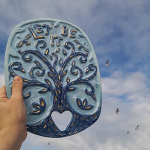 LET IT BE.Handmade unique ceramic wall art design.ceramic tree of life with slogan.special and unique gift idea.