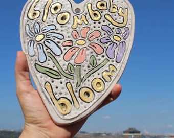 Handmade Ceramic Wall Decor, Prilika Bloom Heart Art
