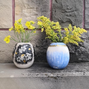 Ceramic Handmade Chubby Vase,Handpainted Ceramics Indoor Planters Unique Home Decoration Gift ideas