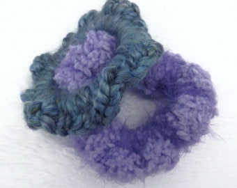 Handmade Crocheted Ocean Blue and Lavender Scrunchies for Pony Tails, Hair Accessories, Handmade Hair Ties, Gift for Women, T-shirt Ties