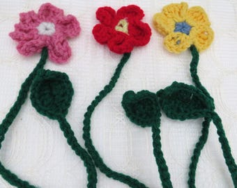Crocheted Flower Bookmark: Book Lover Gift