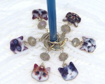 Handmade Cat Open Stitch Markers for Knitting, Stitch Counters, Crochet Tools, Knitting Accessories, Knitting Supplies, Knitting Notions