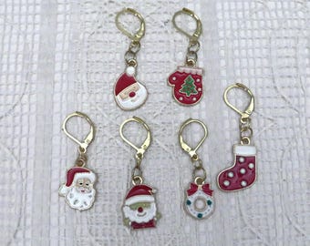 Christmas Stitch Markers for Crochet or Knitting, Knitting Supplies, Crochet Accessories and Tools, Knitter Holiday Gift, Progress Keeper