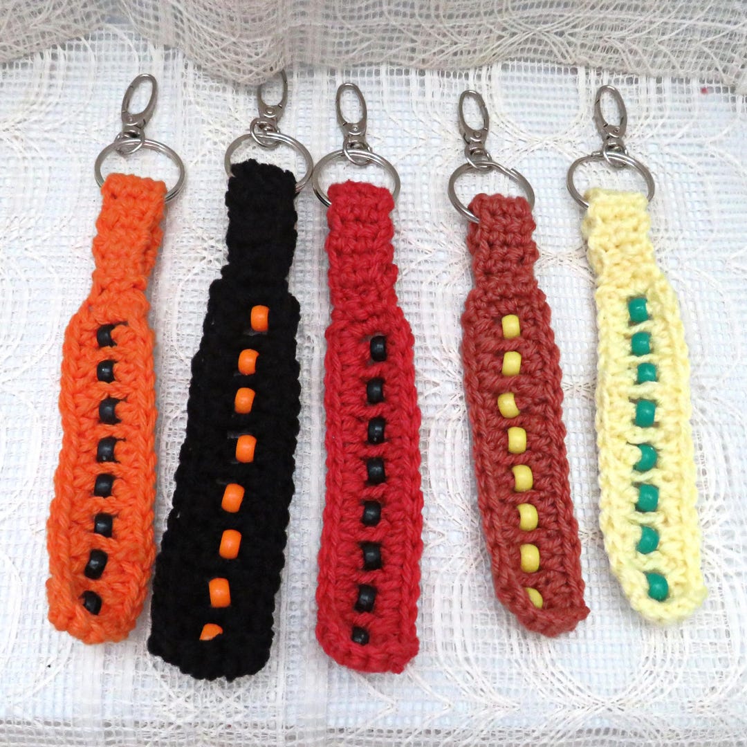 Handmade Crocheted Fidget Key Rings in Fall Colors, Fidget Purse ...