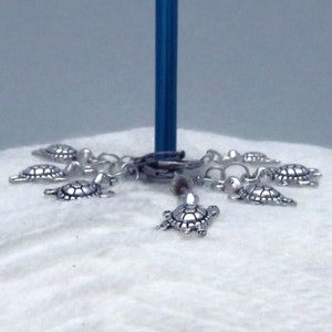 Handmade Silver Turtle Stitch Markers / Stitch Counters / Progress Keeper / Turtle Gift for Knitter / Crochet Gift for Her / Cross Stitch image 2
