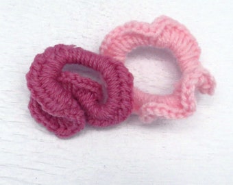 Set of 2 Handmade Pink Crocheted Scrunchies, Hair Accessories, Hair Ties, T-Shirt Ties, Mom Bun Holders,