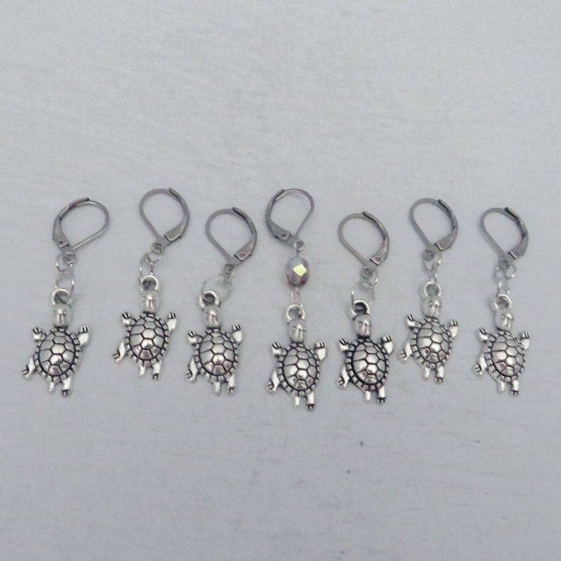 Handmade Silver Turtle Stitch Markers / Stitch Counters / Progress Keeper / Turtle Gift for Knitter / Crochet Gift for Her / Cross Stitch image 8