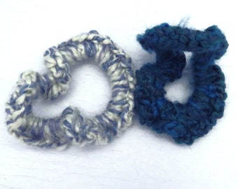 Handmade Crocheted Blue and White Scrunchies, Set of 2 Scrunchies, Pony Tail Holders, Acrylic Hair Accessories, Bun Holder