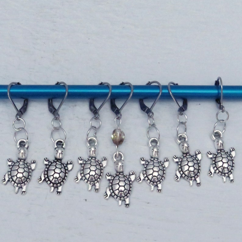 Handmade Silver Turtle Stitch Markers / Stitch Counters / Progress Keeper / Turtle Gift for Knitter / Crochet Gift for Her / Cross Stitch image 3