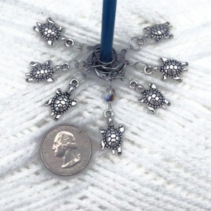 Handmade Silver Turtle Stitch Markers / Stitch Counters / Progress Keeper / Turtle Gift for Knitter / Crochet Gift for Her / Cross Stitch image 4