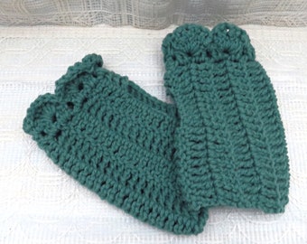 Sage Green Crocheted Fingerless Gloves, Handmade Ruffled Fingerless Wrist Warmers, Crochet Hand Warmers