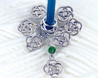 Handmade Celtic Knot Silver Toned Stitch Markers, Progress Keeper, Knitting Tools, Knitting Accessories, Gift For Her, Stitch Counters