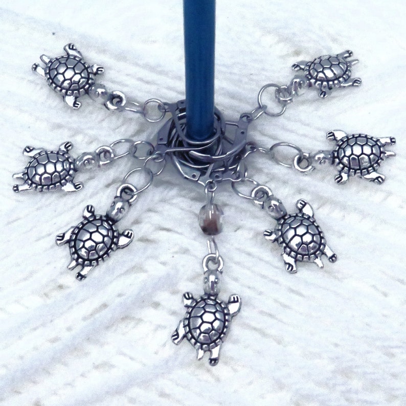 Handmade Silver Turtle Stitch Markers / Stitch Counters / Progress Keeper / Turtle Gift for Knitter / Crochet Gift for Her / Cross Stitch image 1