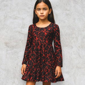Girl&#39;s Horror Halloween Twirl Dress: Long Sleeves Circle Skirt