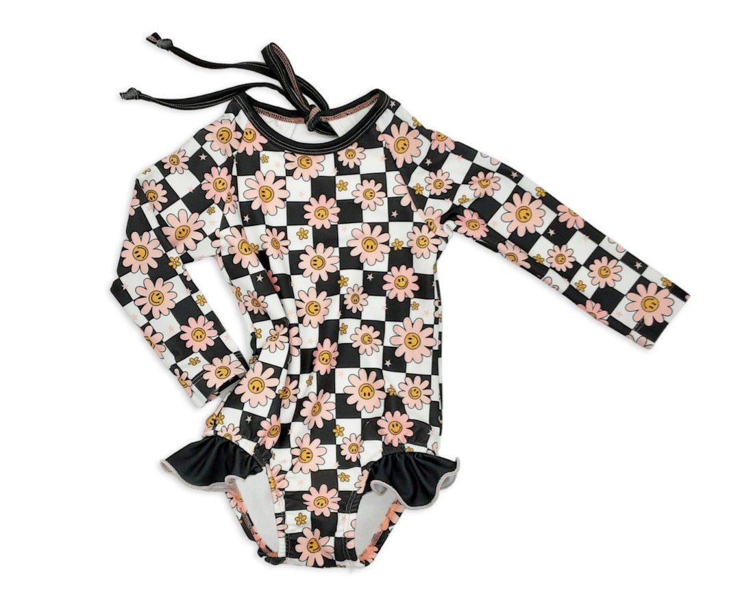 Made to Order. Baby Toddler Girl Long Sleeves Swimsuit, Rash Guard
