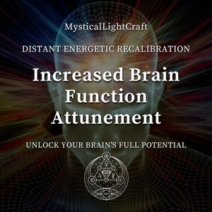 Pode incluir: Uma ilustração digital de uma cabeça humana com um padrão geométrico sobreposto. O texto "MysticalLightCraft" está no topo da imagem. O texto "DISTANT ENERGETIC RECALIBRATION" está abaixo do texto "MysticalLightCraft". O texto "Increased Brain Function Attunement" está no centro da imagem. O texto "UNLOCK YOUR BRAIN'S FULL POTENTIAL" está na parte inferior da imagem. Um símbolo geométrico está no centro inferior da imagem.