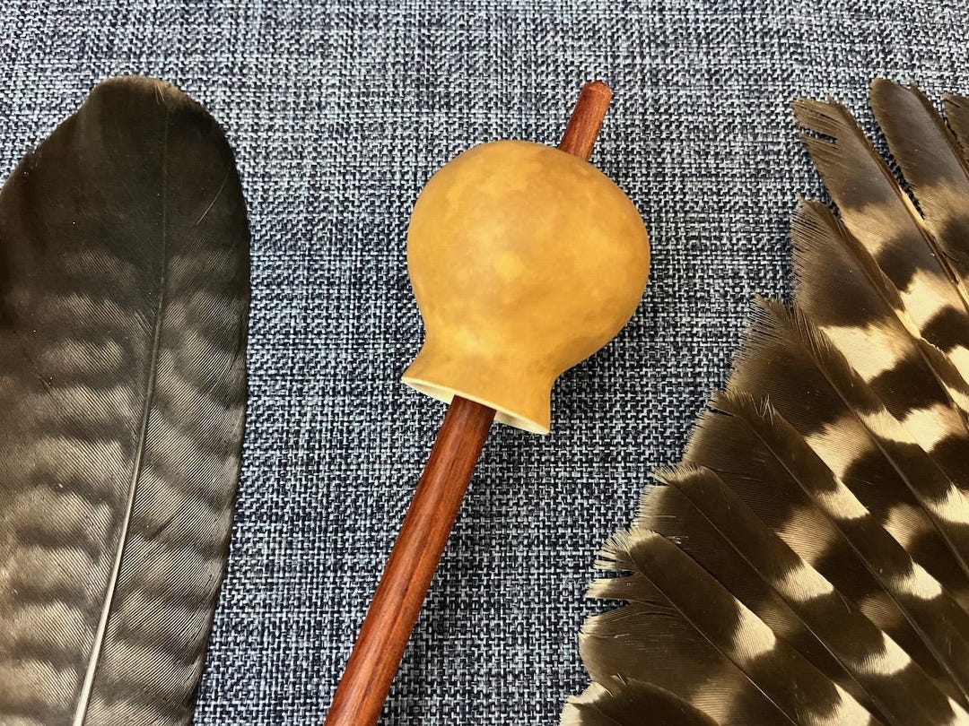 Palm Nut Rattle Peyote Gourd Rattle – 10 Inch Exotic Hardwood Handle, Customizable ...