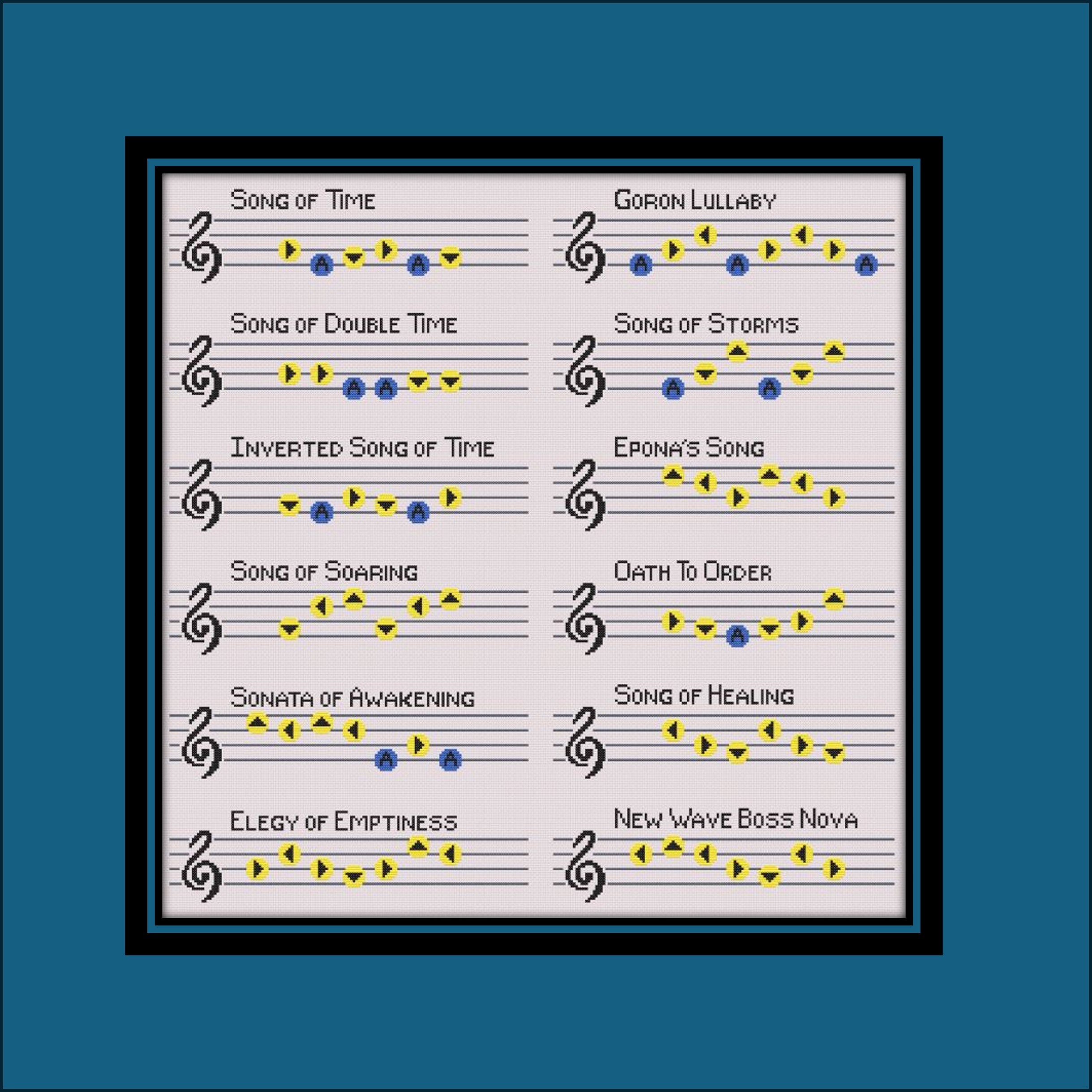 Legend of Zelda Majora's Mask Ocarina Songs Cross Stitch PATTERN - Etsy