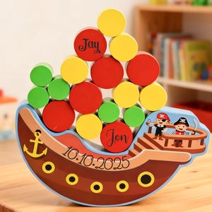 Engraving Name Stacked Toys, Custom Balance Toys, Personalized Baptism Gift for Boys & Girls, Christmas Gifts for Kids, Noah’s Ark Toy