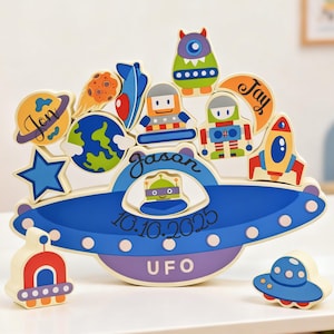 Engraving Name Stacked Toys, Personalized Baptism Gift for Children, Noah&#39;s Ark Toys, Montessori Balance Toy, Christmas Gifts for Kids