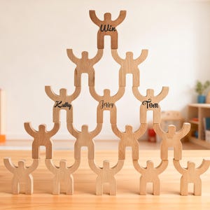 Wooden Handmade Stacking Toy, Personalized Baptism Gift, Engraving Name Balance Toys, Montessori Toy, Christmas Gift for Boys & Girls