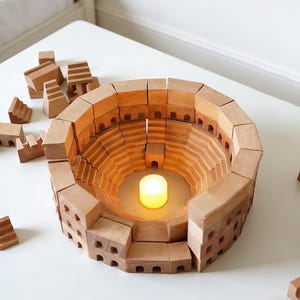 Colosseum träklossar, 110 delar Montessorileksaker, Waldorfleksaker