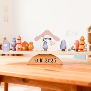 Custom Name Wooden Stacking Toy, Montessori Wooden Balance Toy, Personalized Baptism Gift for Boys & Girls, Christmas Gift for Kids