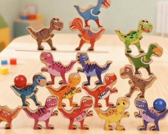 Engraving Name Stacked Toys, Montessori Toy, Personalized Baptism Gift for Boys & Girls, Christmas Gifts for Kids, Wooden Balancing Stacking