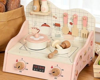 Montessori Wooden Kitchen Toy, Waldorf Kids Cooking Set, First Birthday