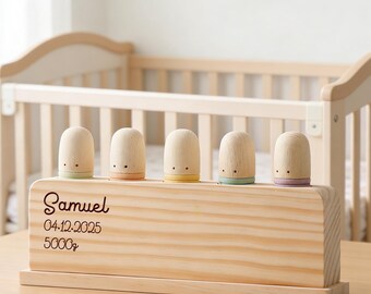 Custom Name Wooden Bouncing Toy, Christening Gifts for Babies, Montessori Educational Toys, Personalized Handmade Birthday Gifts, Keepsake