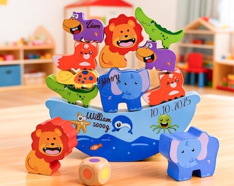 Custom Name Stacking Game for Kids,Personalized Handmade Stacking Toy,Montessori Toy,Baptism Gift for Boys & Girls,Christmas gifts for kids