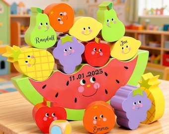 Engraving Name Stacked Toys, Personalized Montessori Toy, Christening Gifts for Boys, Personalized Wood Toys, Custom Stacking Toys