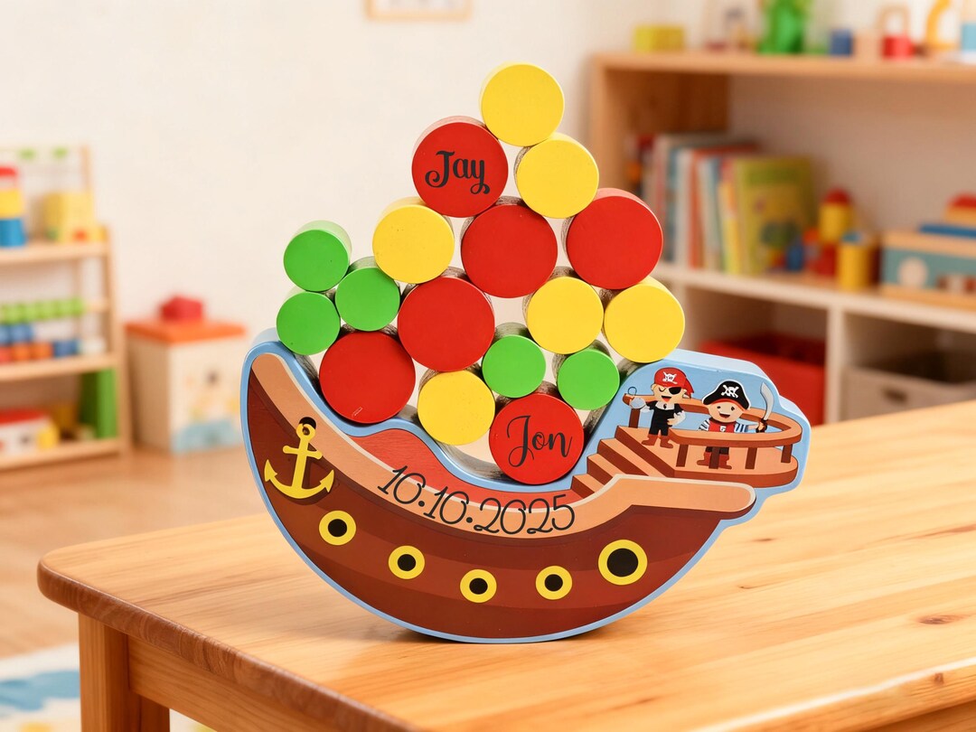 Name Frame Toy Engraving Name Stacked Toys, Custom Balance Toys, Personalized Baptism ...