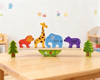Custom Name Wooden Stacking Toy, Personalized Montessori Toy, Baptism Gift for Kids, Wooden Balancing Game, Christmas Gift for Boys & Girls